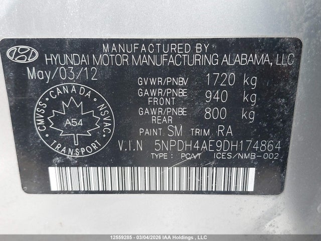 Продажа на аукционе авто 2013 Hyundai Elantra Gl, vin: 5NPDH4AE9DH174864, номер лота: 12559285