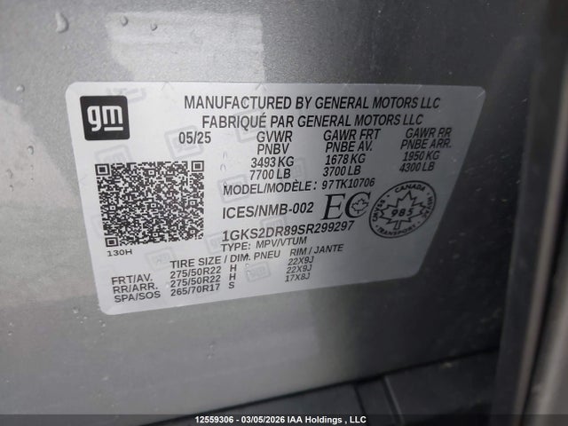Aukcja sprzedaży 2025 Gmc Yukon Denali 4wd, vin: 1GKS2DR89SR299297, numer aukcji: 12559306