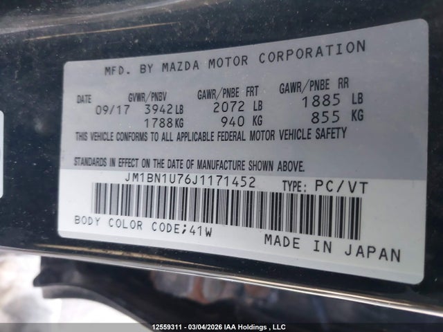 JM1BN1U76J1171452 Mazda 3 SPORT