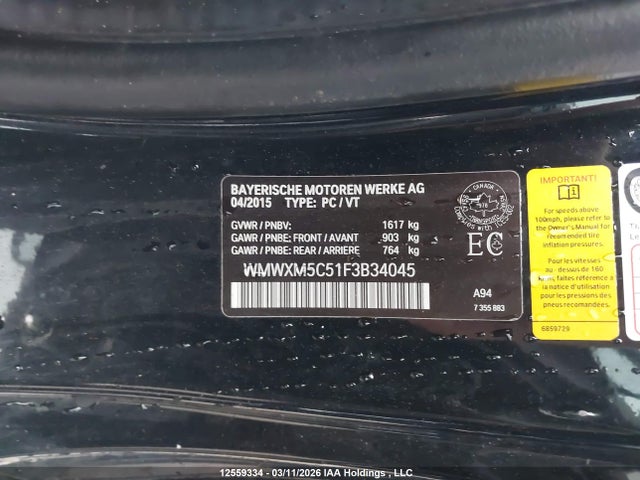 WMWXM5C51F3B34045 Mini Cooper