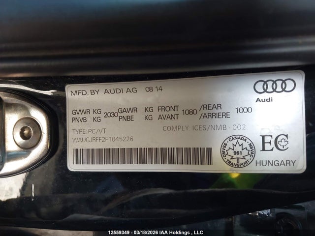 Aukcja sprzedaży 2015 Audi A3 2.0 Tdi Progressiv, vin: WAUGJRFF2F1045226, numer aukcji: 12559349