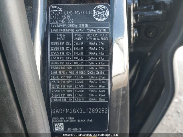 SADFM2GX3L1Z89292 Jaguar E-pace R-dynamic Hse