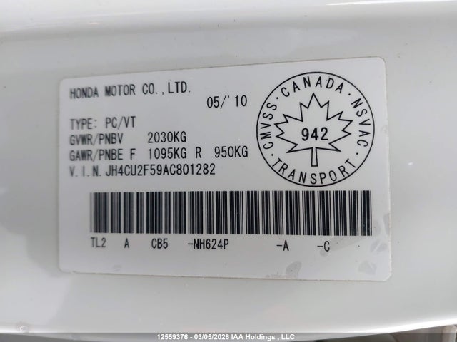 Продажа на аукционе авто 2010 Acura Tsx, vin: JH4CU2F59AC801282, номер лота: 12559376