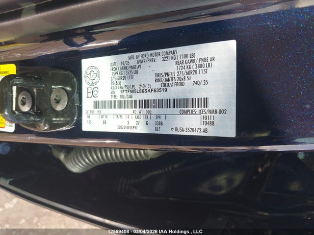1FTFW5L86SKF63519 Ford F-150 Lariat