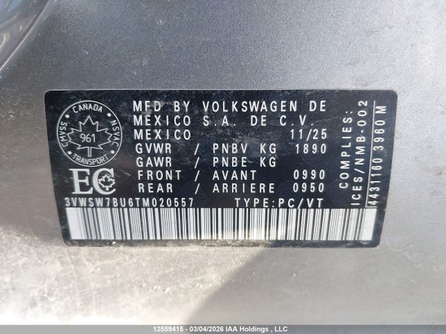 3VWSW7BU6TM020557 Volkswagen Jetta Comfortline