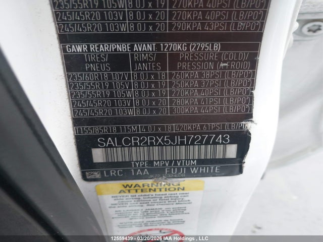 SALCR2RX5JH727743 Land Rover Discovery Sport Hse
