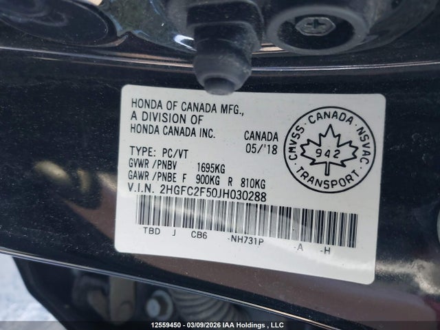 Aukcja sprzedaży 2018 Honda Civic Lx, vin: 2HGFC2F50JH030288, numer aukcji: 12559450