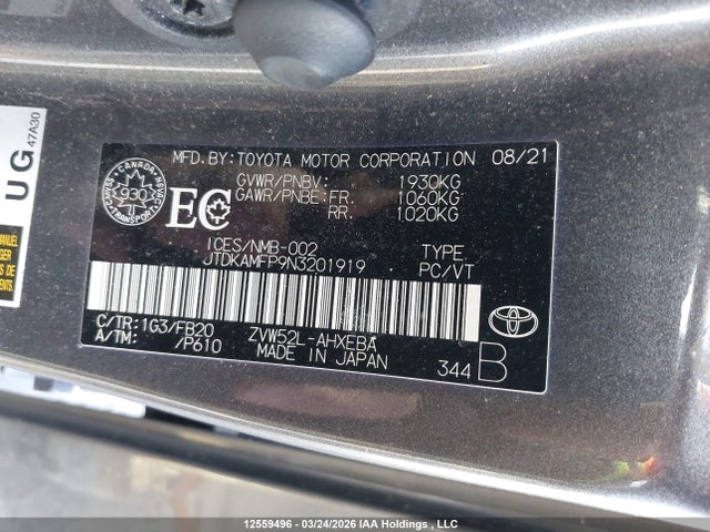 JTDKAMFP9N3201919 Toyota Prius Prime Le/xle/limited
