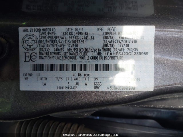 Продаж на аукціоні авто 2012 Ford Focus Titanium, vin: 1FAHP3J23CL239969, номер лоту: 12559520