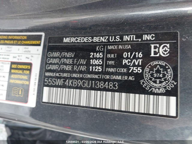 55SWF4KB9GU138483 Mercedes-Benz C 300 4matic