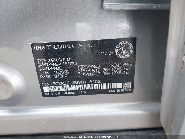3CZRZ2H59SM108152 Honda Hr-v Sport-b