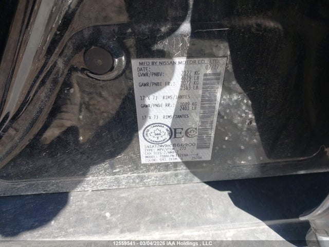 5N1AT2MV9HC866900 Nissan Rogue Sv/sl