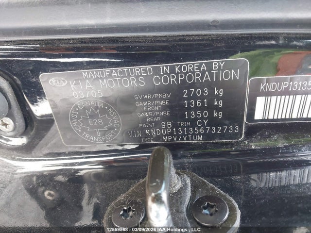 Продажа на аукционе авто 2005 Kia Sedona Ex/lx, vin: KNDUP131356732733, номер лота: 12559568
