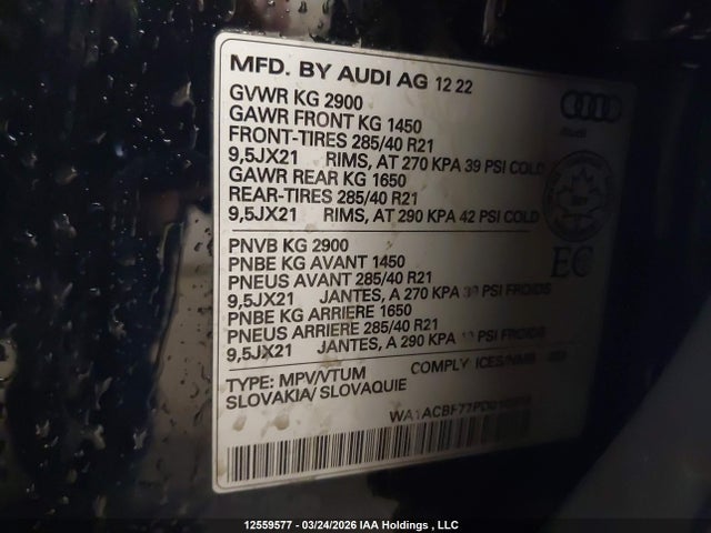 Aukcja sprzedaży 2023 Audi Q7 Premium, vin: WA1ACBF77PD010002, numer aukcji: 12559577
