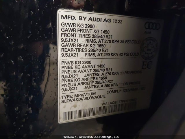 Aukcja sprzedaży 2023 Audi Q7 Premium, vin: WA1ACBF77PD010002, numer aukcji: 12559577