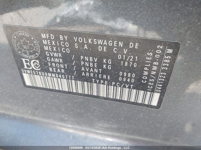 3VWE57BU8MM040777 Volkswagen Jetta Highline