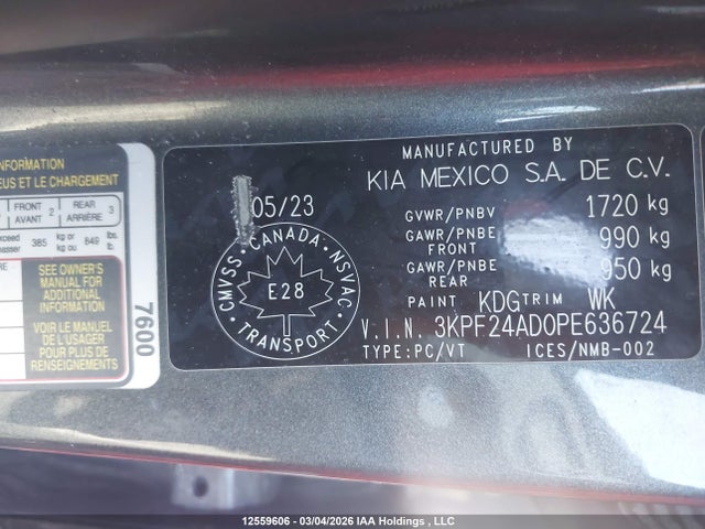 Aukcja sprzedaży 2023 Kia Forte Lx/lxs, vin: 3KPF24AD0PE636724, numer aukcji: 12559606