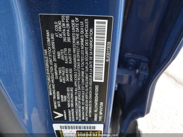 Продажа на аукционе авто 2025 Vinfast Trading And Vf 8 Plus, vin: RLLV1AFB5SH010065, номер лота: 12559622