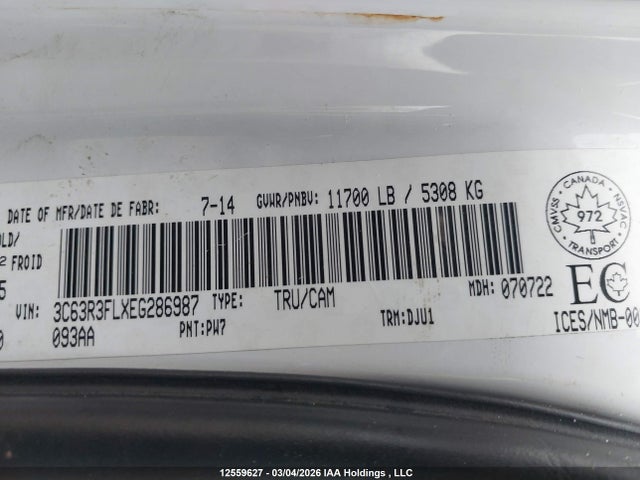 Aukcja sprzedaży 2014 Ram 3500 Longhorn, vin: 3C63R3FLXEG286987, numer aukcji: 12559627