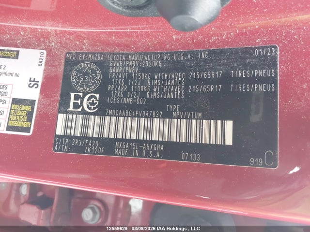 Aukcja sprzedaży 2023 Toyota Corolla Cross Le, vin: 7MUCAABG4PV047832, numer aukcji: 12559629