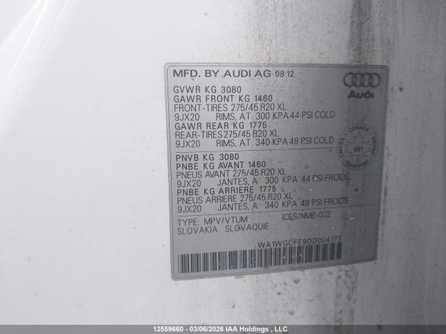 Aukcja sprzedaży 2013 Audi Q7 Prestige, vin: WA1WGCFE9DD004177, numer aukcji: 12559660