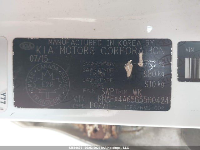 Продаж на аукціоні авто 2016 Kia Forte 1.8l Lx/1.8l Lx+, vin: KNAFX4A65G5500424, номер лоту: 12559676