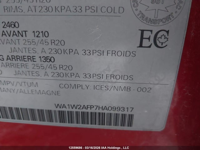 WA1W2AFP7HA099317 Audi Q5 2.0t Technik