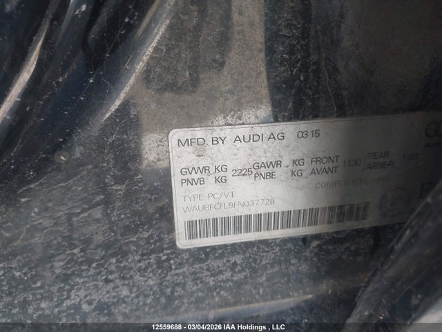 Aukcja sprzedaży 2015 Audi A4 Premium, vin: WAUBFCFL9FN037728, numer aukcji: 12559688