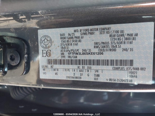 1FTFW3L86SKE61206 Ford F150 Xlt