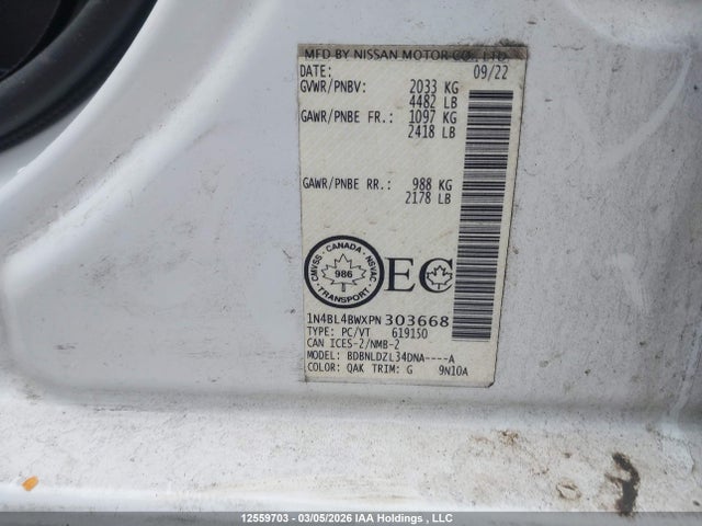 1N4BL4BWXPN303668 Nissan ALTIMA S