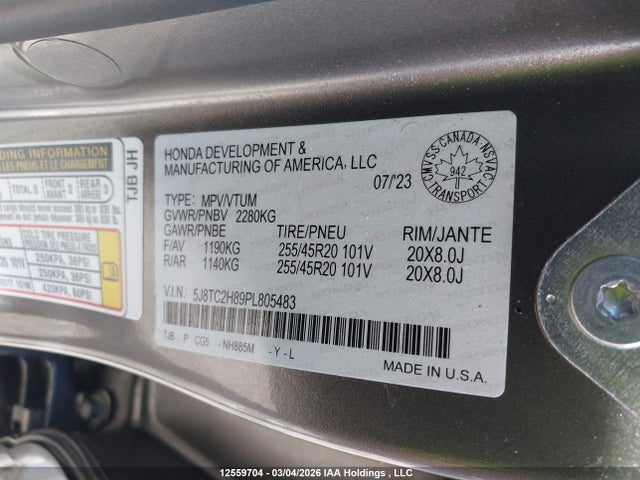 5J8TC2H89PL805483 Acura Rdx Platinum Elite A-spec