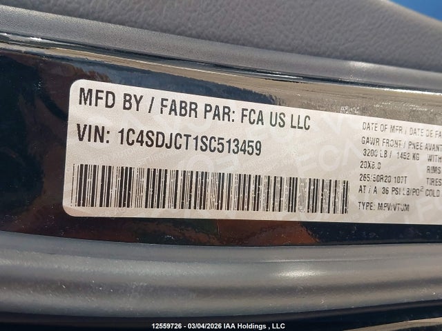 12559726 :رقم المزاد ، 1C4SDJCT1SC513459 vin ، 2025 Dodge Durango R/t مزاد بيع