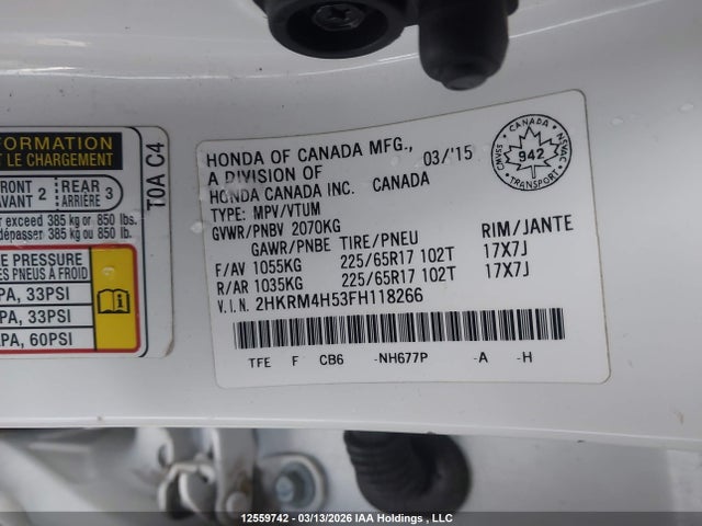 2HKRM4H53FH118266 Honda CR-V EX