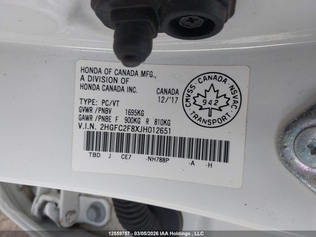 2HGFC2F8XJH012651 Honda Civic