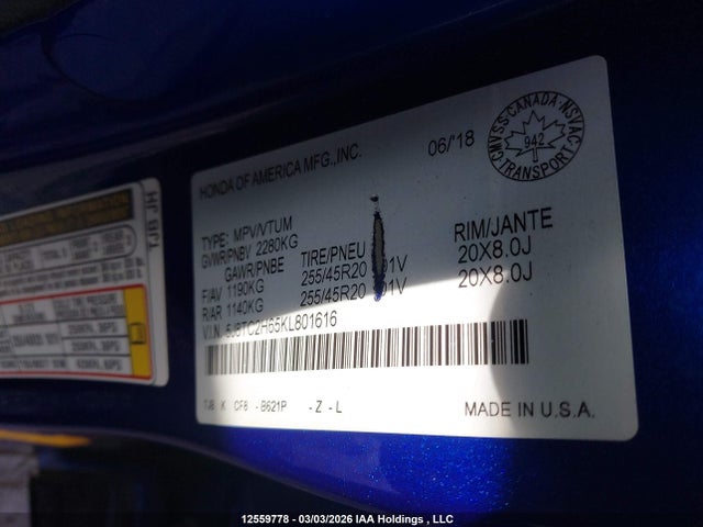 5J8TC2H65KL801616 Acura RDX