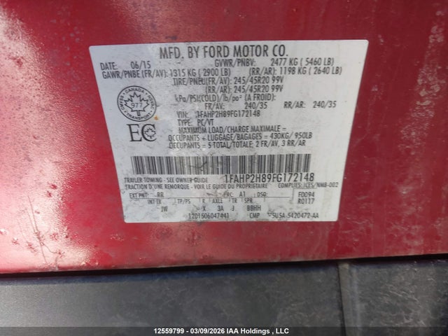 1FAHP2H89FG172148 Ford TAURUS SEL