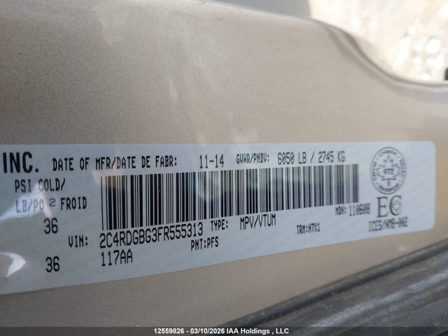 2C4RDGBG3FR555313 Dodge Grand Caravan Se