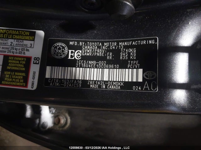 Aukcja sprzedaży 2013 Toyota Corolla S/le, vin: 2T1BU4EE1DC069610, numer aukcji: 12559830
