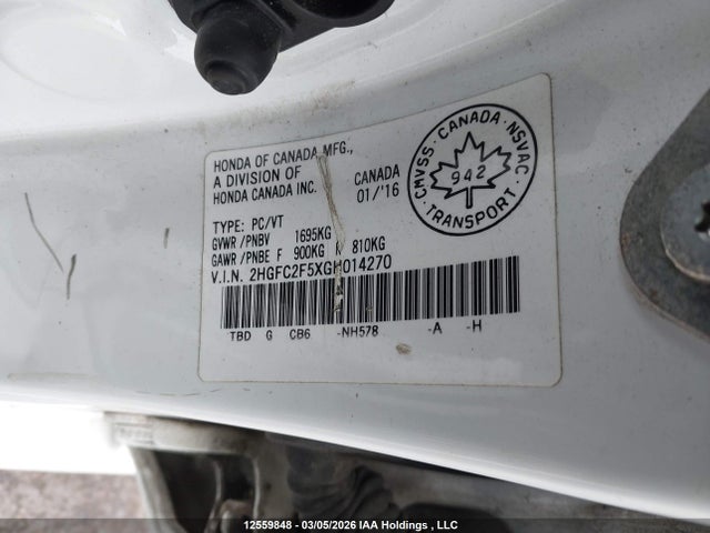 Продажа на аукционе авто 2016 Honda Civic Lx, vin: 2HGFC2F5XGH014270, номер лота: 12559848