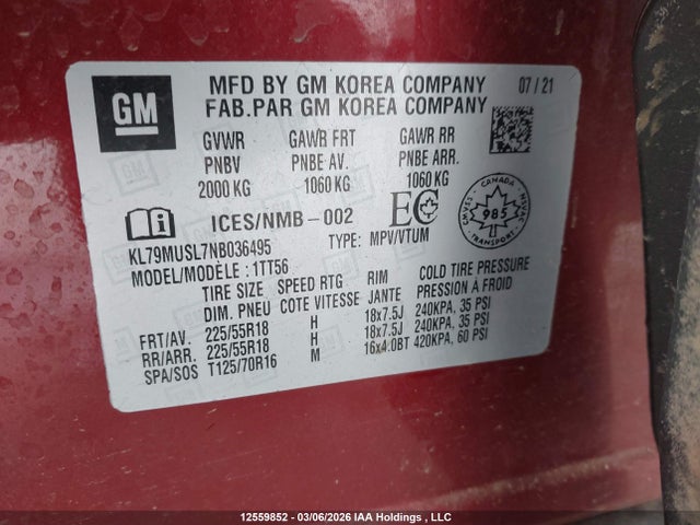 KL79MUSL7NB036495 Chevrolet Trailblazer Rs