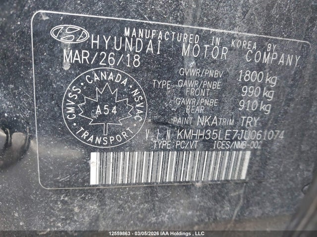 KMHH35LE7JU061074 Hyundai Elantra Gt Gl