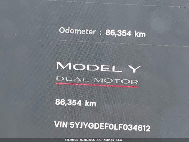 5YJYGDEF0LF034612 Tesla Model Y Long Range/performance