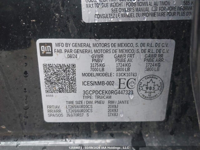 3GCPDCEK0RG447323 Chevrolet Silverado 1500 Custom Trail Boss