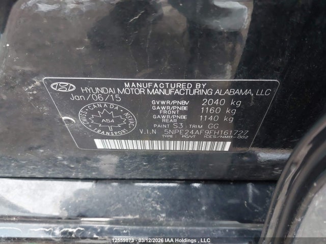 Aukcja sprzedaży 2015 Hyundai Sonata Gl, vin: 5NPE24AF9FH161727, numer aukcji: 12559873