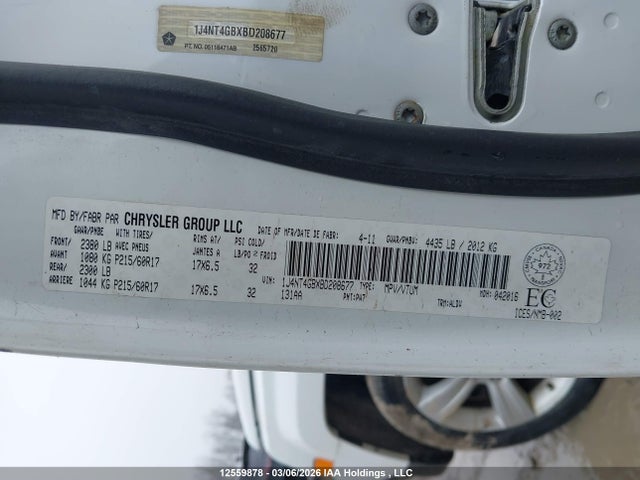 2011 Jeep Patriot Limited მანქანა იყიდება აუქციონზე, vin: 1J4NT4GBXBD208677, აუქციონის ნომერი: 12559878