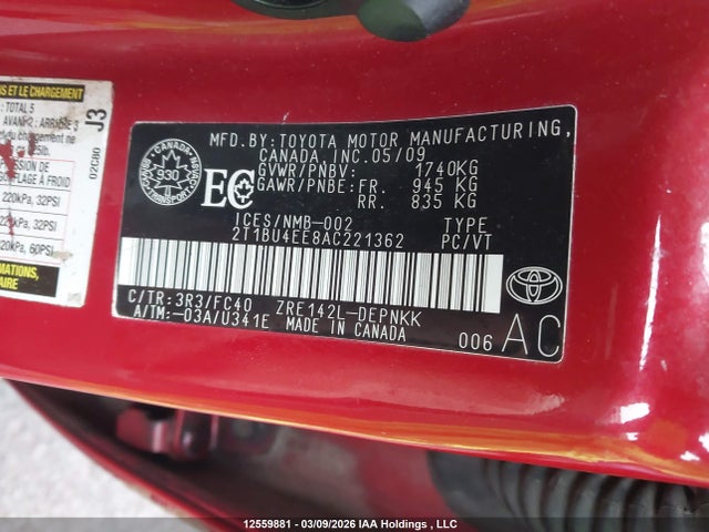Aukcja sprzedaży 2010 Toyota Corolla S/le/xle, vin: 2T1BU4EE8AC221362, numer aukcji: 12559881