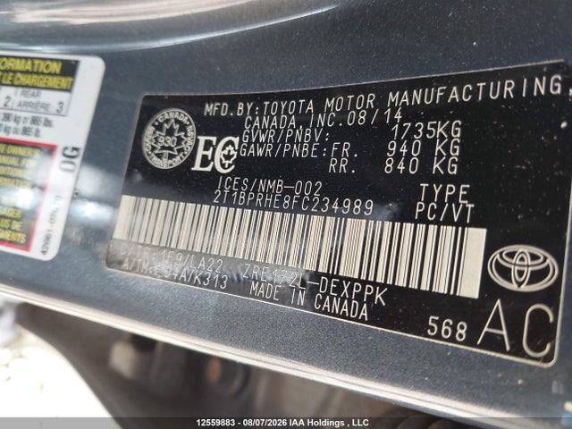 Toyota Corolla 2015 2T1BPRHE8FC234989 Image 19
