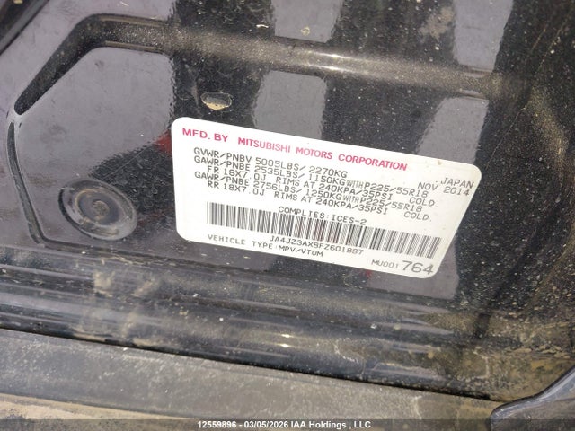 JA4JZ3AX8FZ601887 Mitsubishi Outlander Se