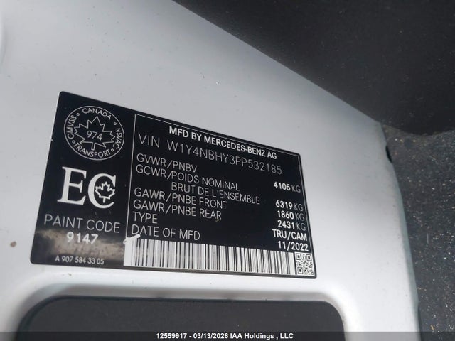 2023 Mercedes-benz Sprinter 2500 Standard Roof 4-cyl Diesel Ho მანქანა იყიდება აუქციონზე, vin: W1Y4NBHY3PP532185, აუქციონის ნომერი: 12559917