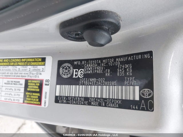 12559924 :رقم المزاد ، 2T1BU4EE2AC282285 vin ، 2010 Toyota Corolla Ce مزاد بيع